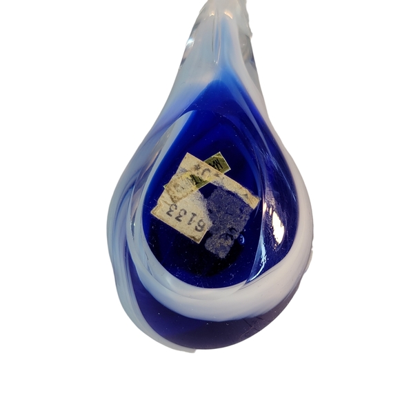 Blown Glass Blue White Decoration Collectible Wale Figurine Vintage Sculpture - Picture 12 of 14